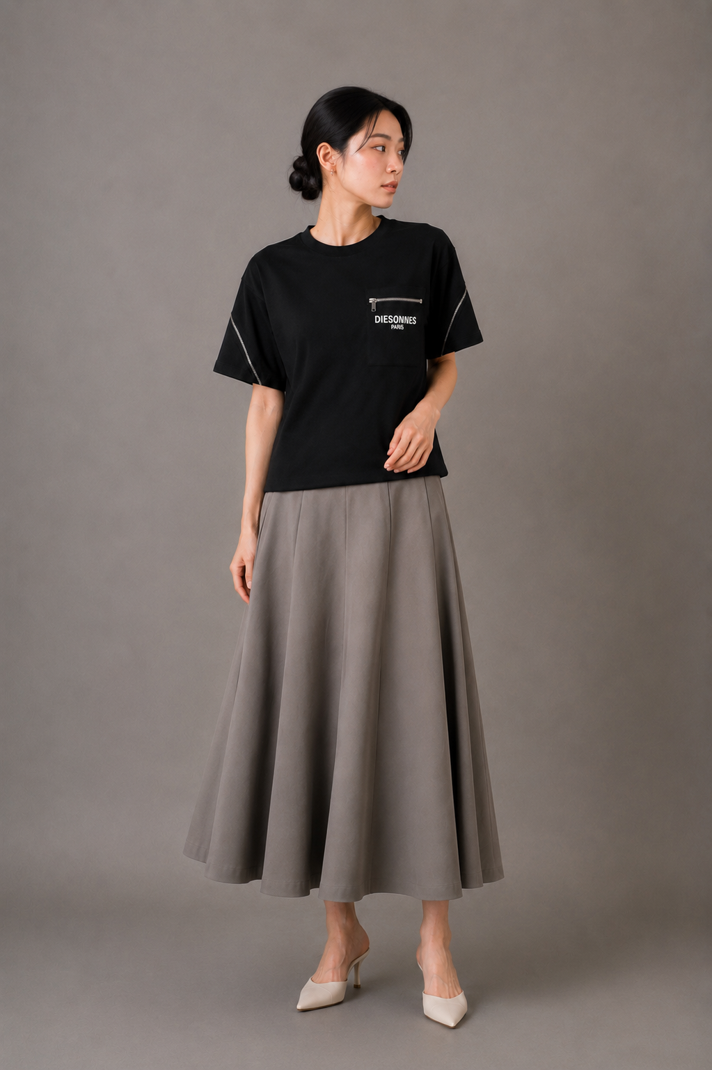 Contour Zip Tee BLACK [LADIES]