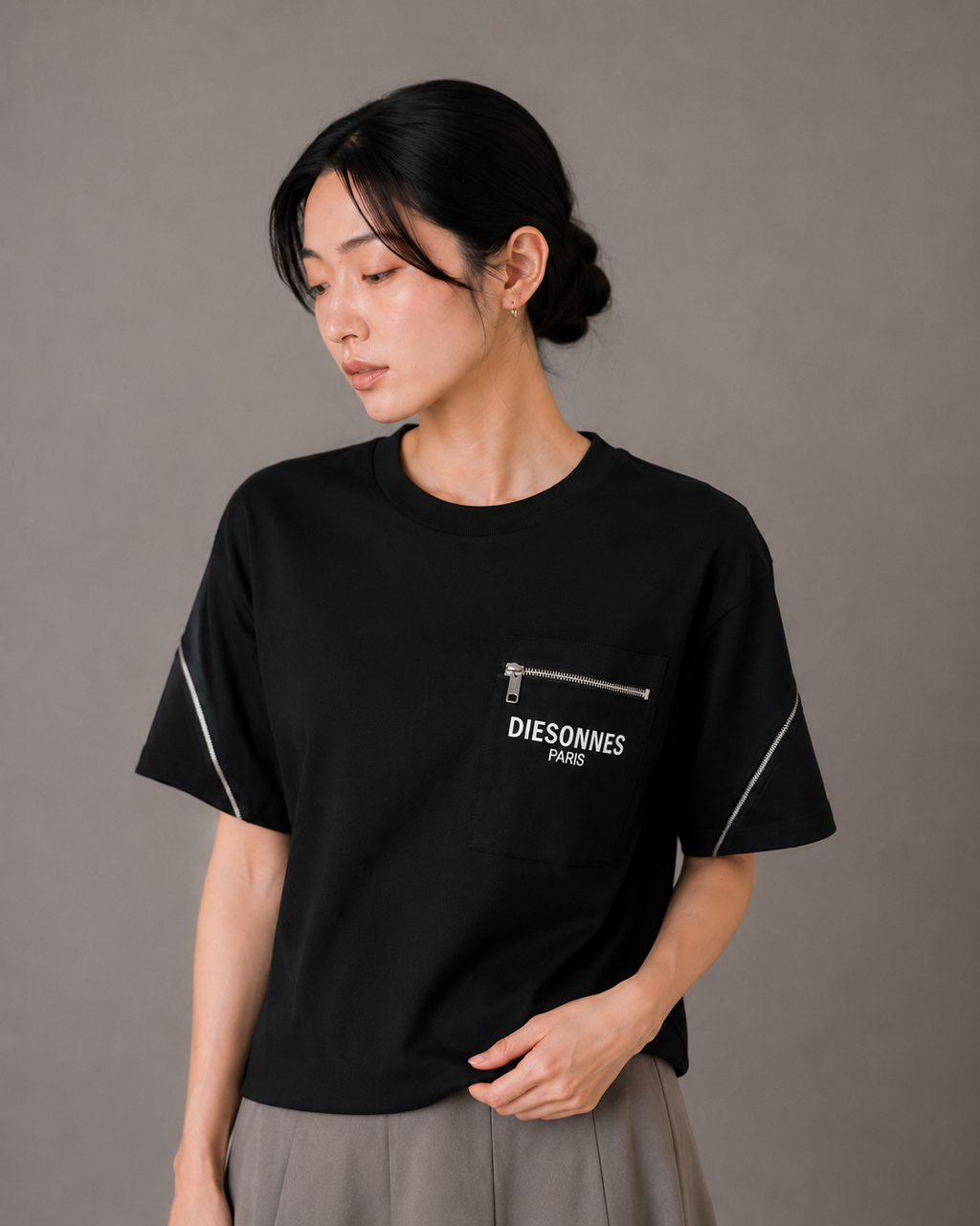 Contour Zip Tee BLACK [LADIES]