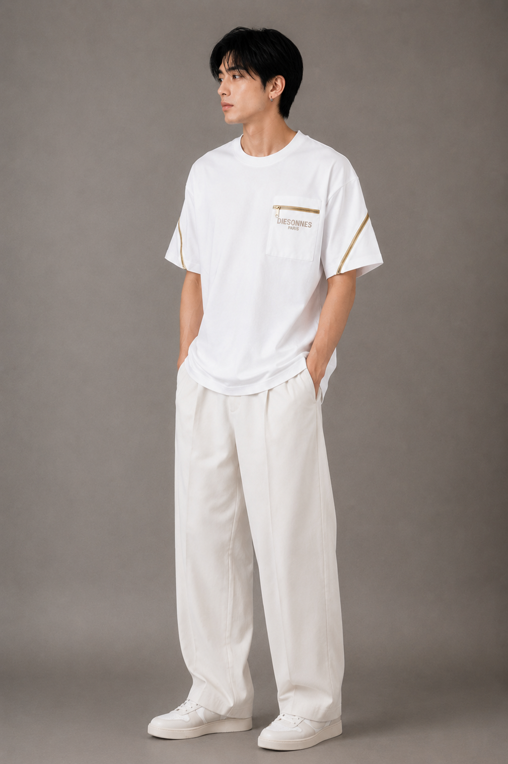 Contour Zip Tee WHITE [UNISEX]