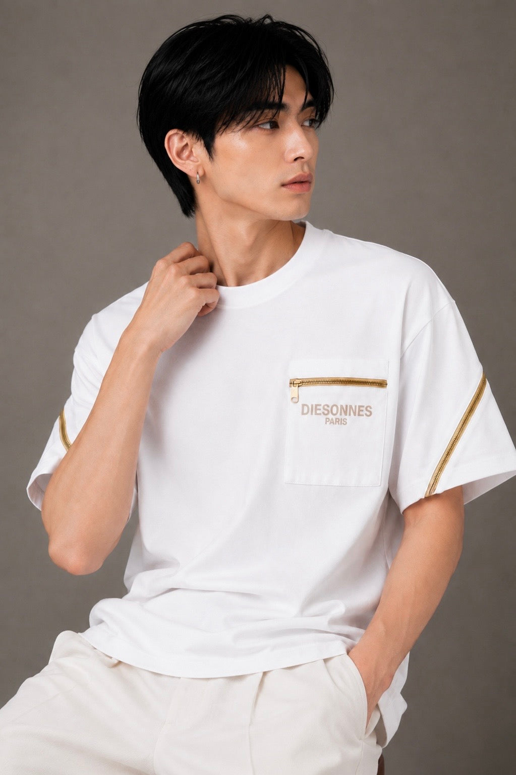 Contour Zip Tee WHITE [UNISEX]