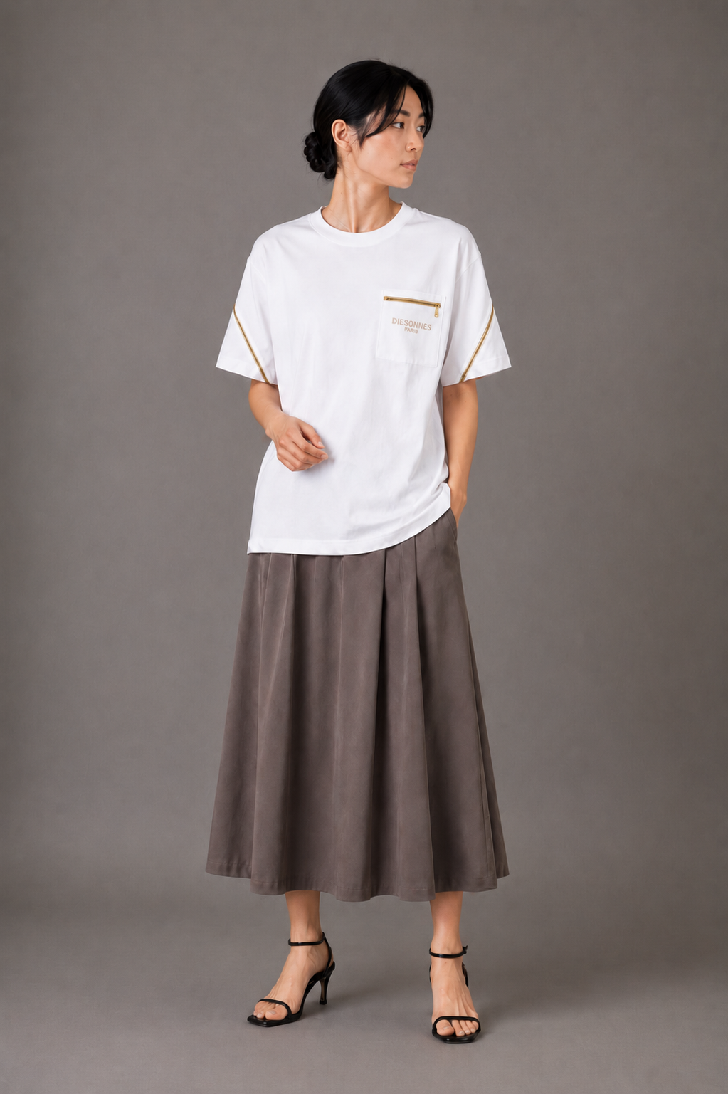 Contour Zip Tee WHITE [UNISEX]