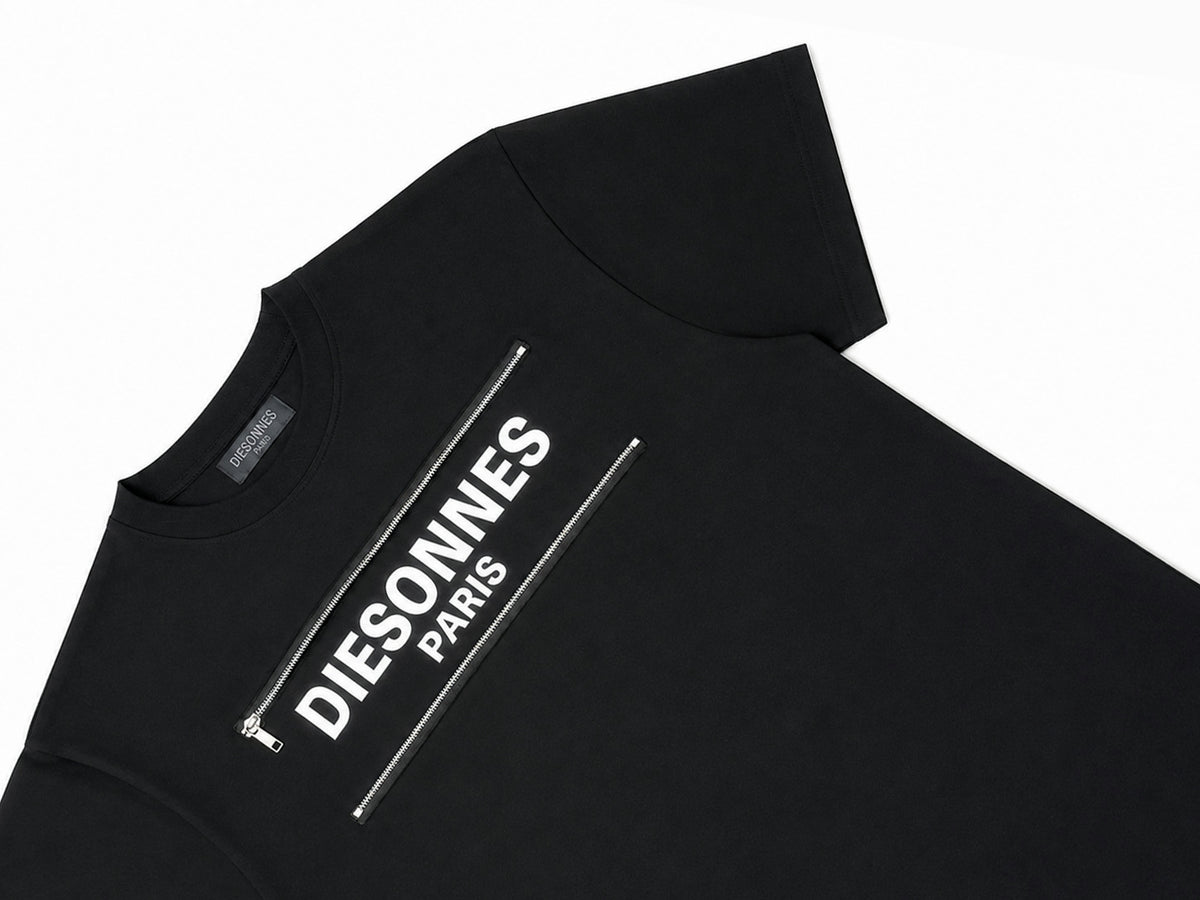 Parallel Zip Tee BLACK [UNISEX]