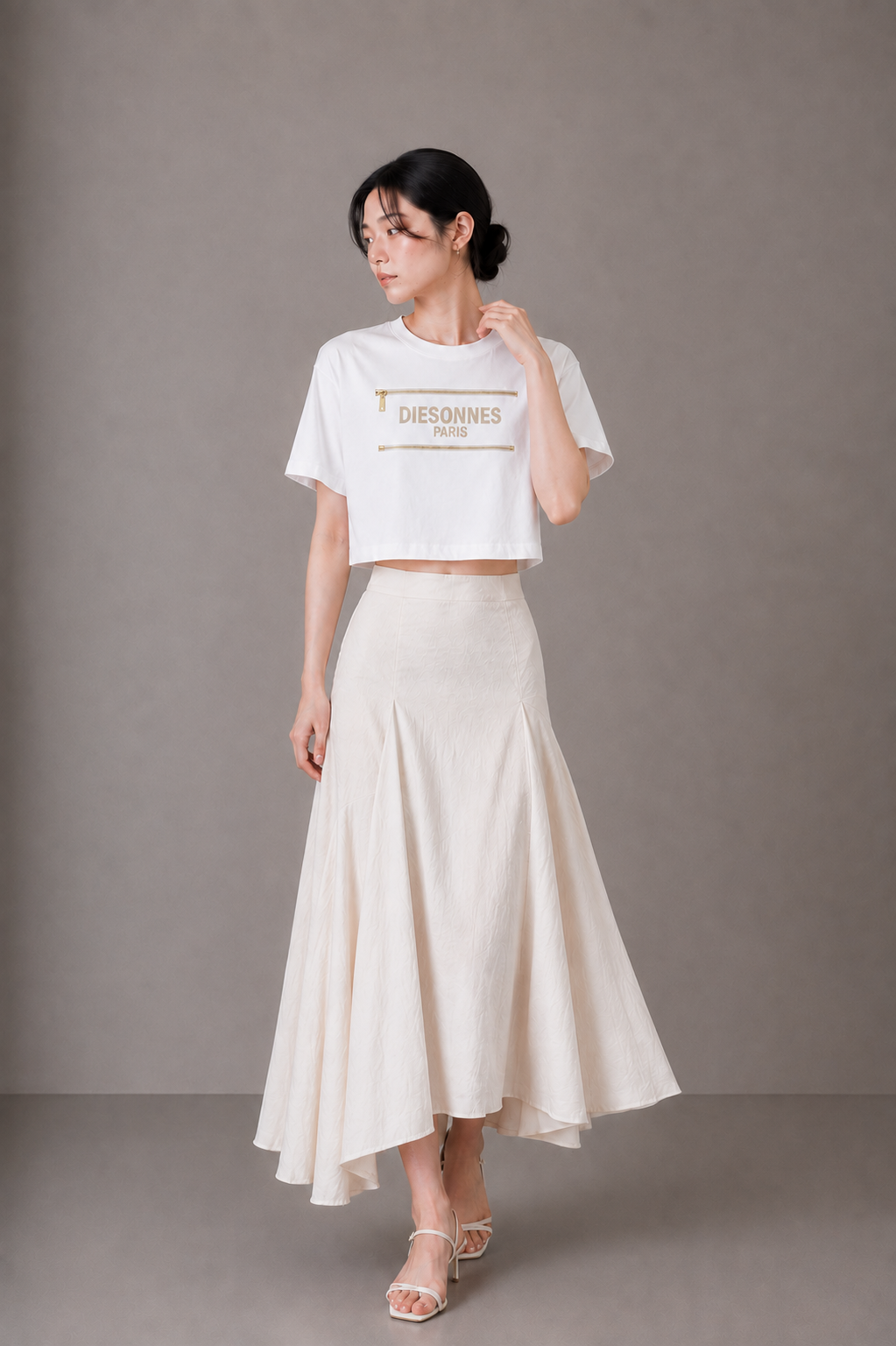 Parallel Zip Tee WHITE [LADIES]